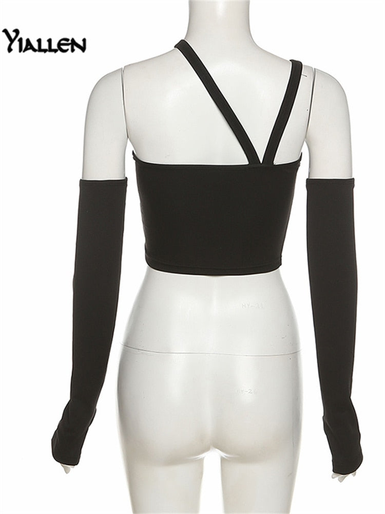 Autumn Fashion Casual Slim Solid Removable Sleeves Halter T Shirt For Women's New Streetwear Wild Basic Top The Clothing Company Sydney