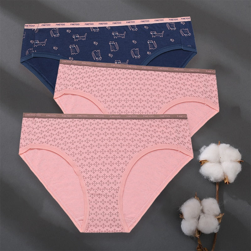 3 pack Set Women Panties Cotton Underwear Patchwork Cute Design Lingerie Underpants Pantys Sexy Briefs Intimates for Girls The Clothing Company Sydney