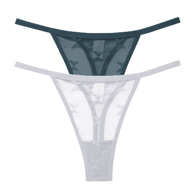 2 Pack Set Mesh Transparent Thong Women's Panties Underwear Seamless G-String Underpants Intimates Lingerie The Clothing Company Sydney