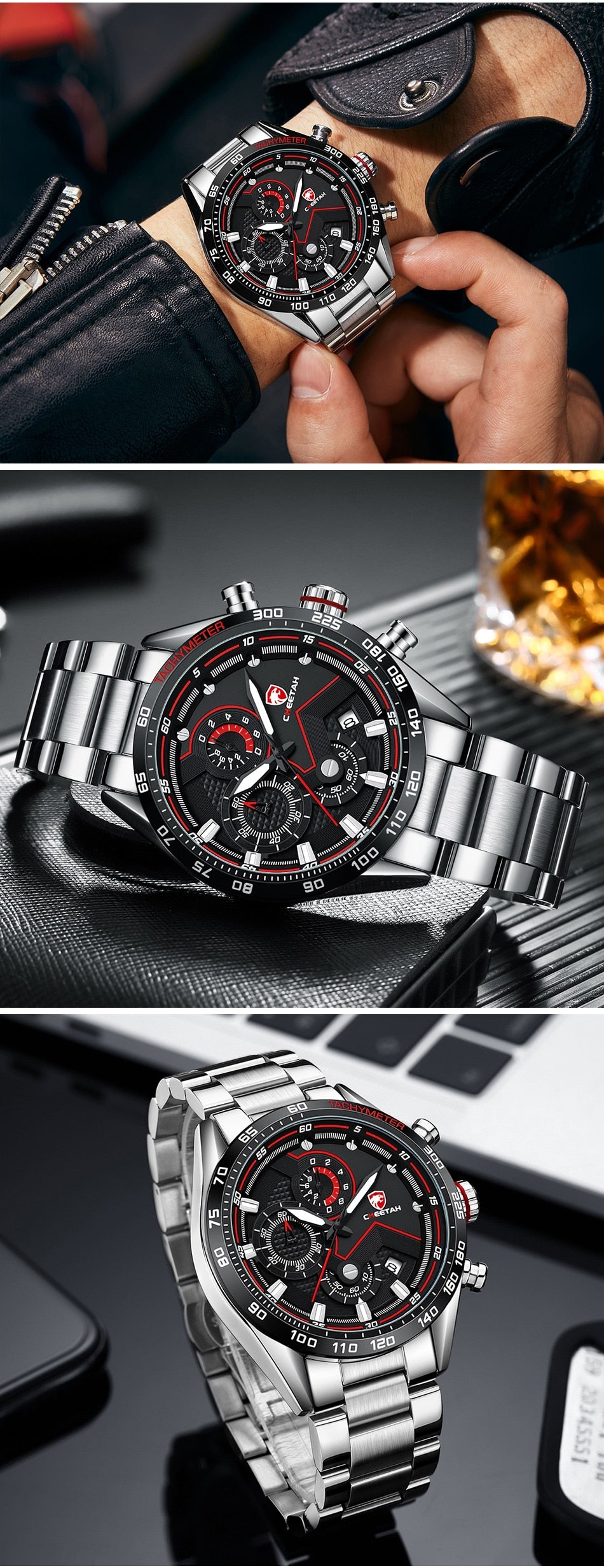 CHEETAH Men's Top Luxury Brand Stainless Steel Business Quartz Watches Chronograph Casual Sport Wrist Watches for Men The Clothing Company Sydney