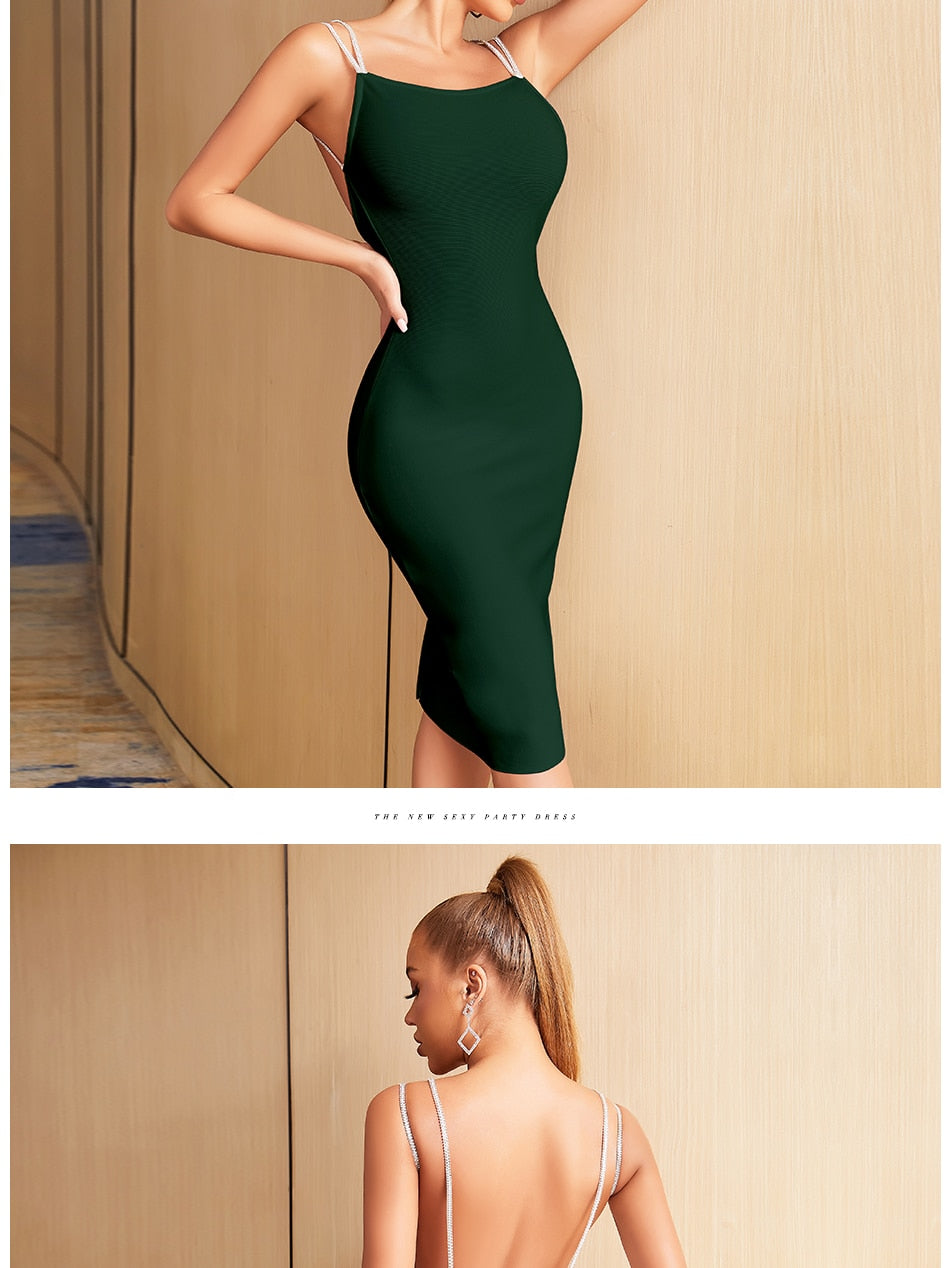 Summer Spaghetti Strap Backless Bandage Dress Diamonds Celebrity Club Evening Runway Party Dresses The Clothing Company Sydney