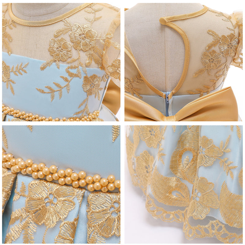 Embroidery Flower Wedding Evening Children Clothing Princess Party Kids Dresses for Girls Birthday Party Lace Flower Ball Gown The Clothing Company Sydney