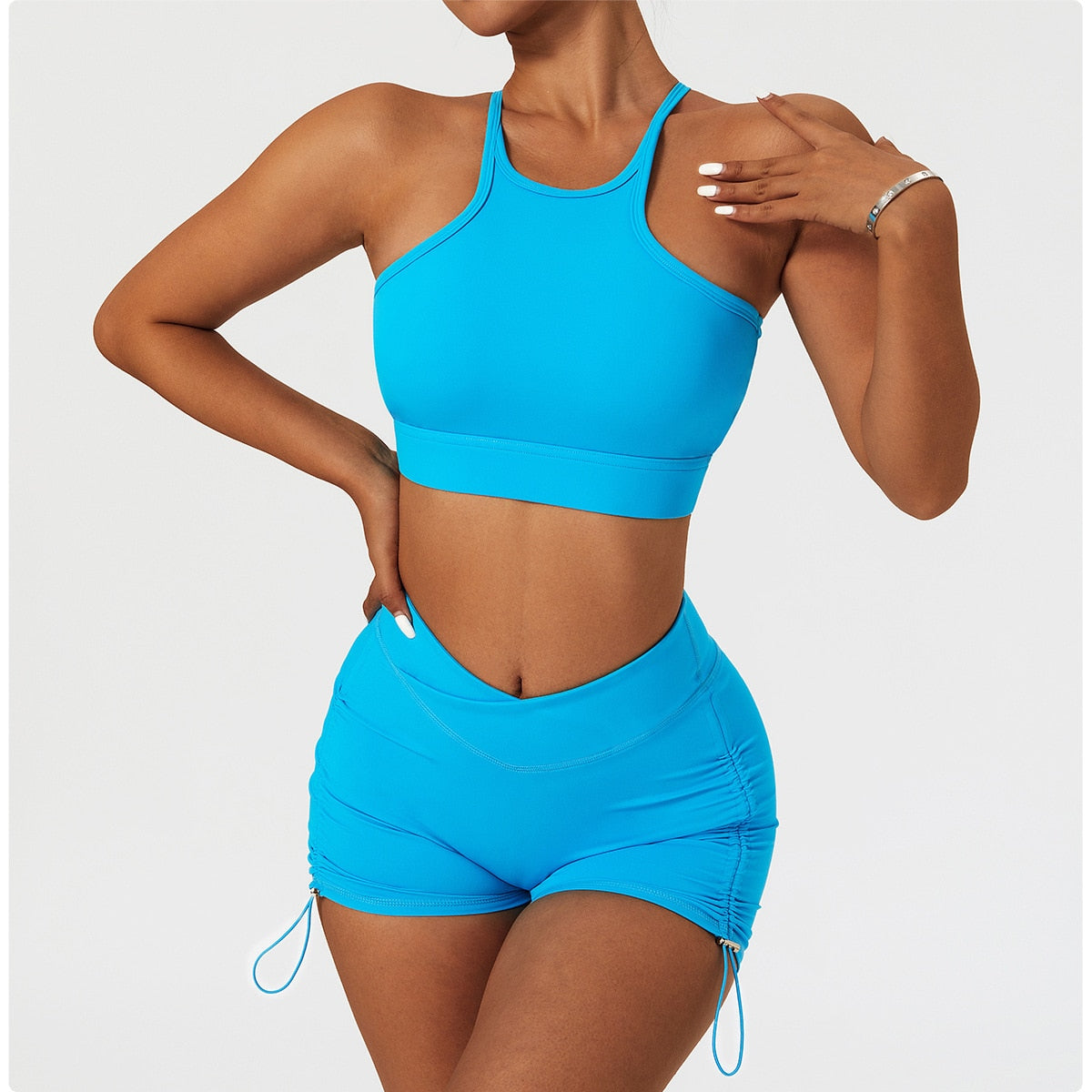 2 Piece Women's Yoga Set Workout Shirts Sport Pants Bra Gym Suits Fitness Shorts Crop Top High Waist Running Leggings Sports Sets The Clothing Company Sydney