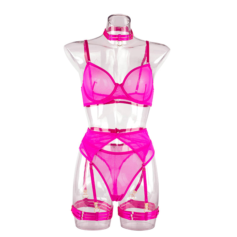 4 Piece Lingerie Underwear Bra Garters Brief Sets Transparent Lace Seamless Panties Set The Clothing Company Sydney