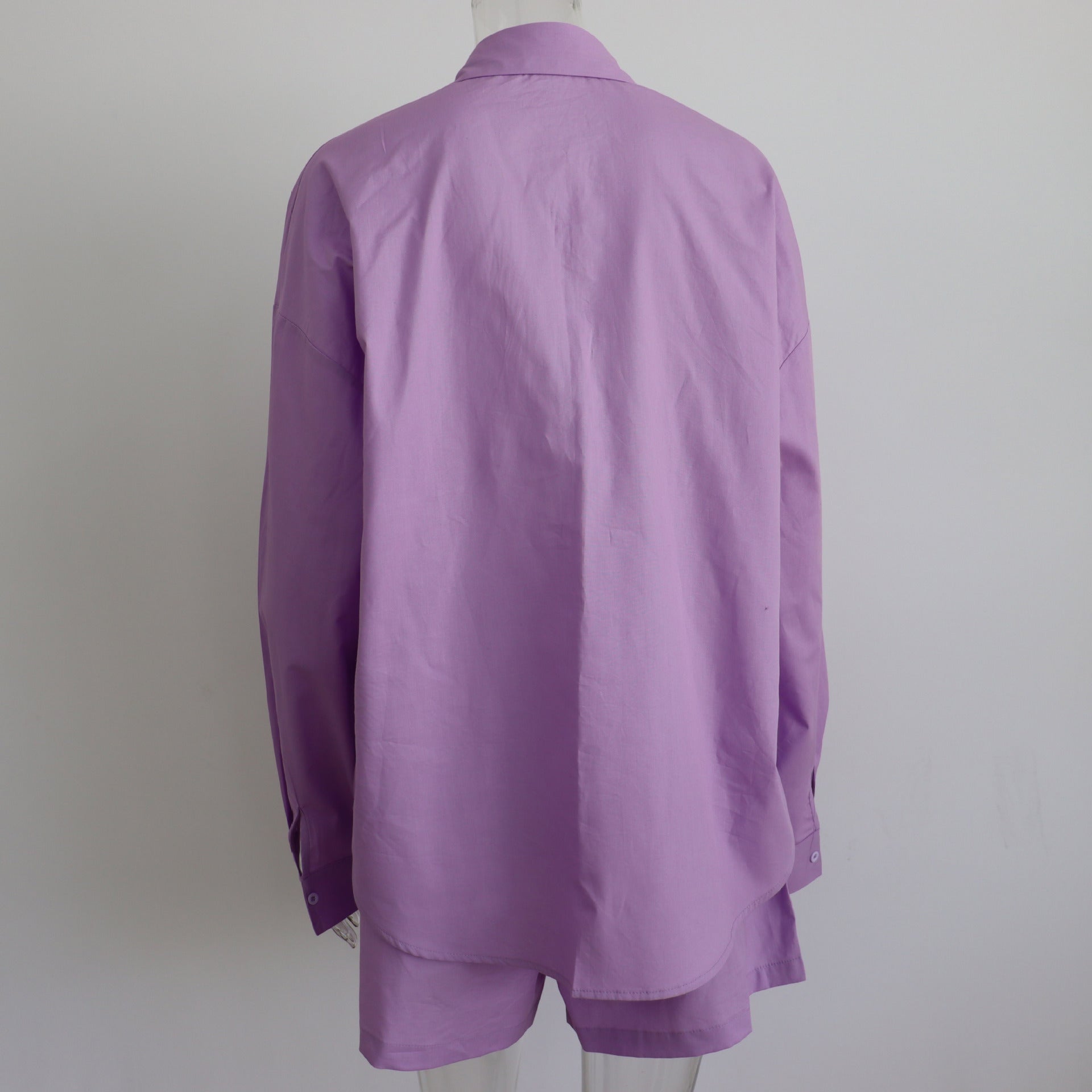 2 Piece Long Sleeve Shirt With Mini Shorts Cotton Stretch Waist Two Pieces Ladies Outfits Blouses Fashion Set The Clothing Company Sydney