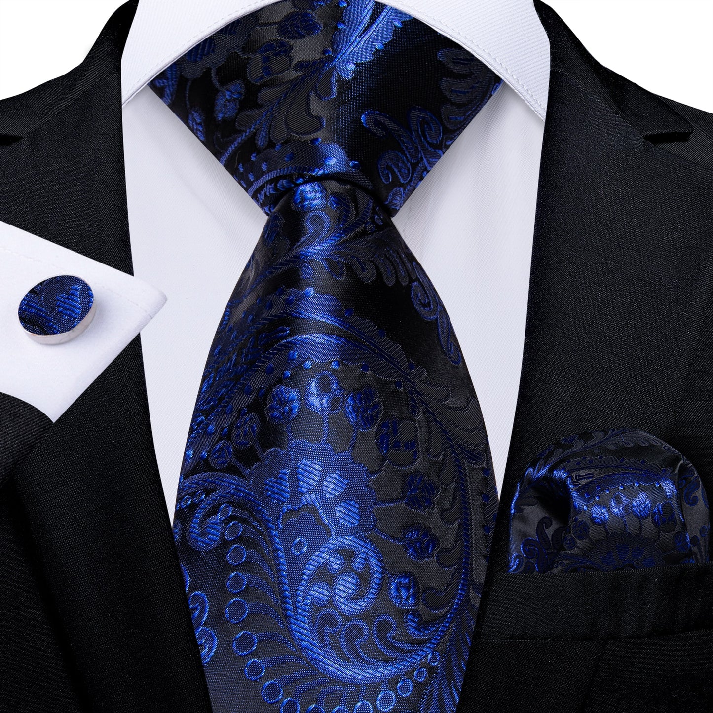Classic 100% Silk Men's Ties 8cm Blue Plaid Dot Striped Business Necktie Handkerchief Wedding Party Tie Set The Clothing Company Sydney