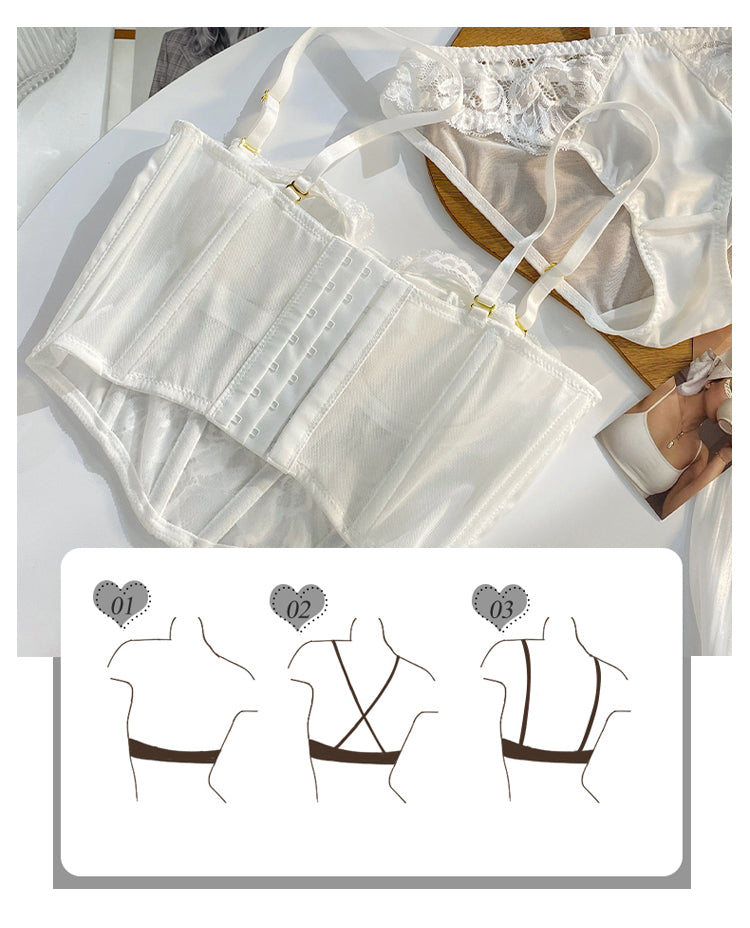 Lace Embroidery Bra Set Lingerie Steel Rubber Bone Push Up Bras French Brassiere Top and Panty Set Underwear The Clothing Company Sydney