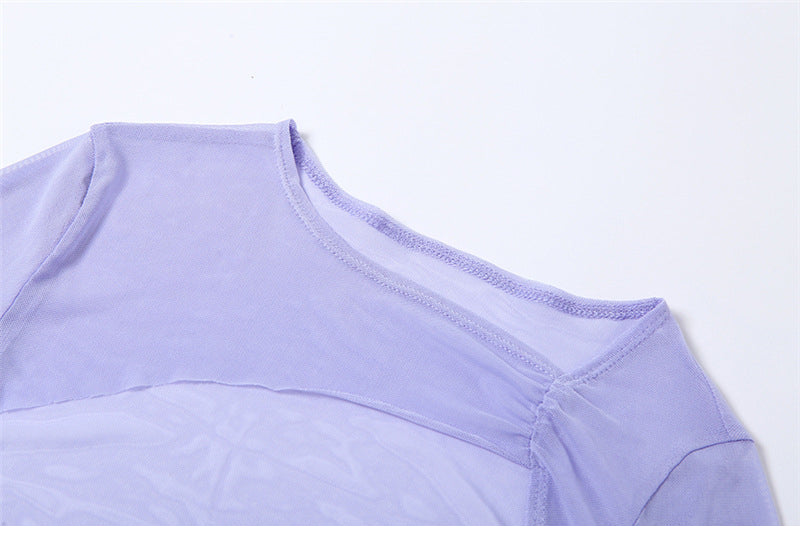 Summer Long Sleeve Crop Top T-shirt Bustier Corset And Mesh Top Two Piece Tee Shirt Sexy Fashion Y2K Top The Clothing Company Sydney