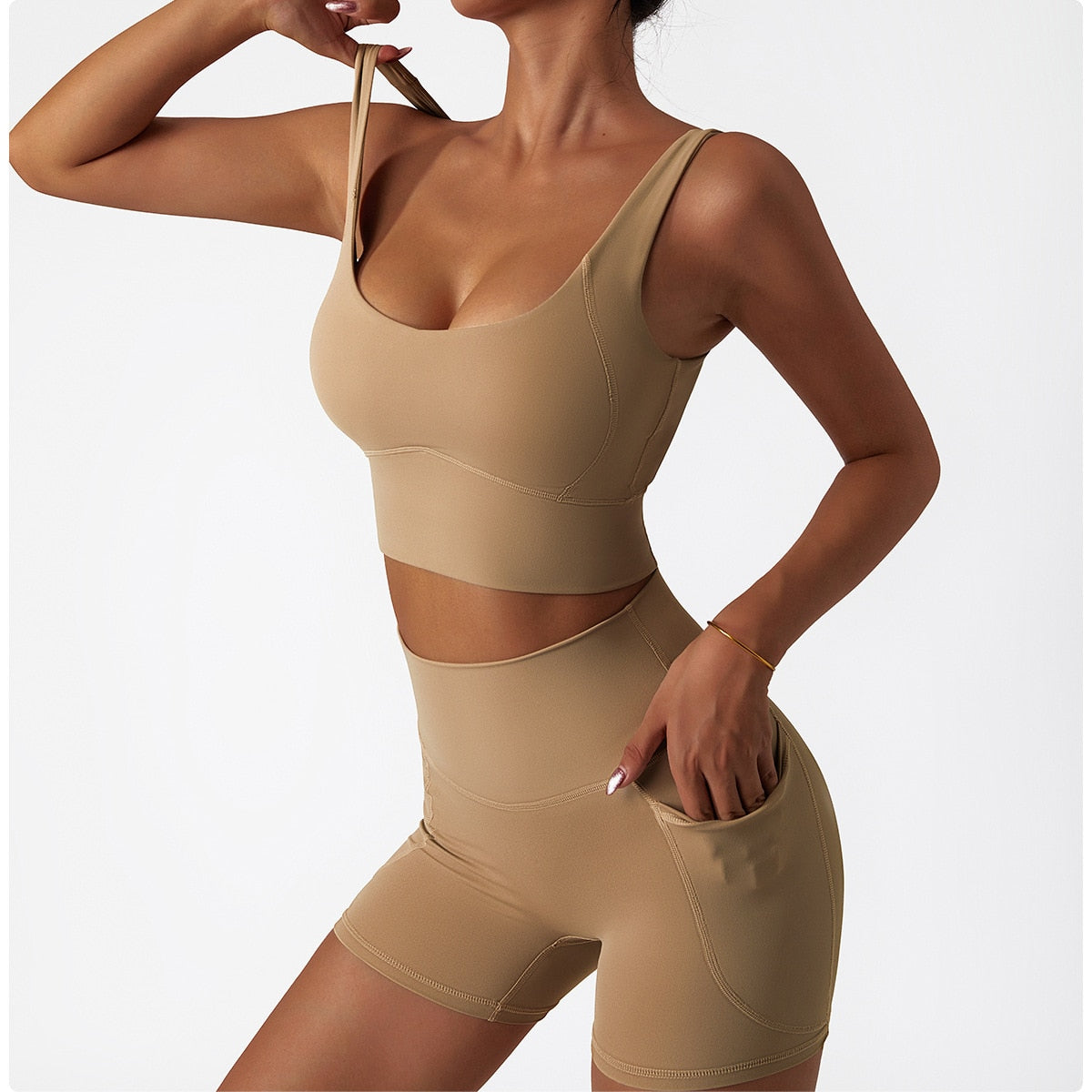 2 Piece Women Yoga Set Seamless Workout Suit Sportswear Gym Clothing Fitness Bra High Waist Leggings Sports Shorts Sports Suits The Clothing Company Sydney