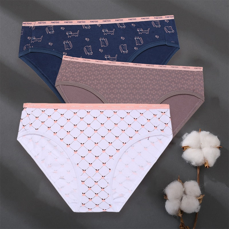 3 pack Set Women Panties Cotton Underwear Patchwork Cute Design Lingerie Underpants Pantys Sexy Briefs Intimates for Girls The Clothing Company Sydney