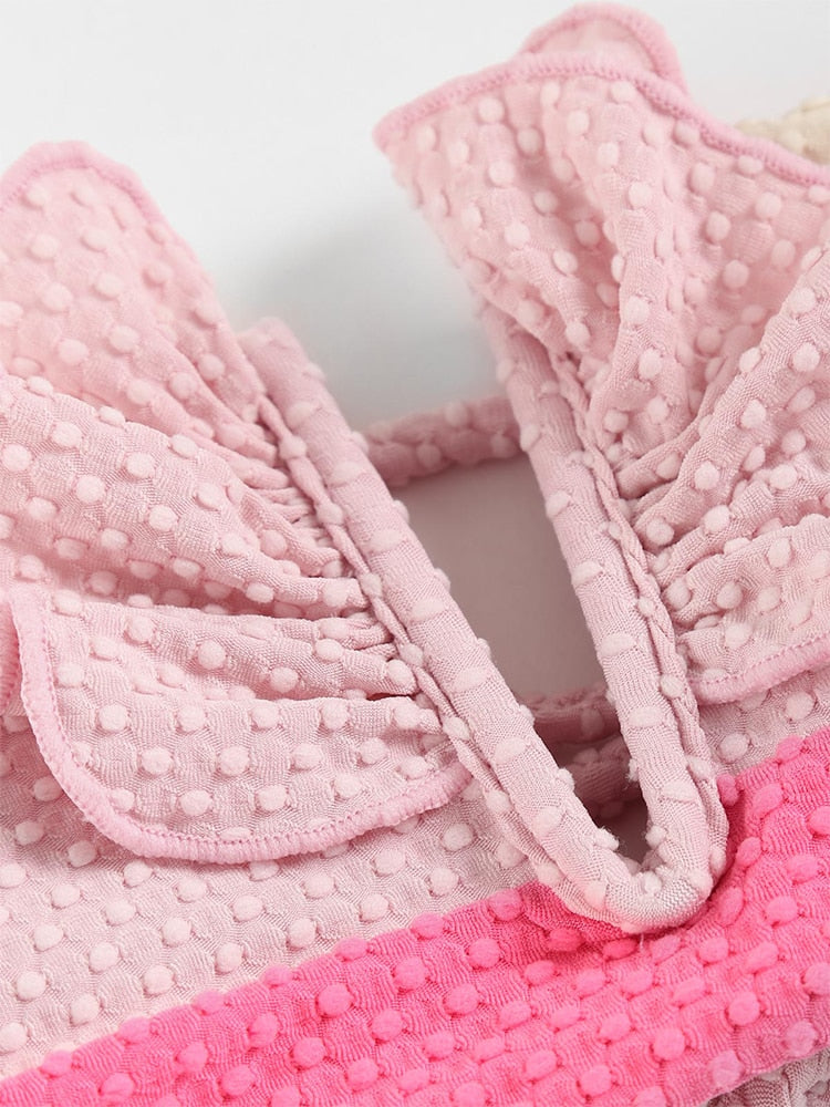 V-wired Ruffle Ribbed High Cut Bikini Swimwear High Cut Strapless Lace Up Removable Padded Women Bathing Suit The Clothing Company Sydney