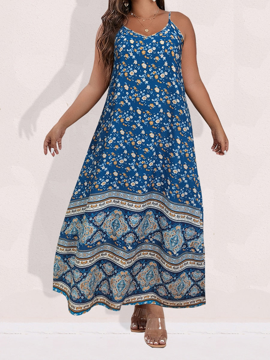 Ditsy Floral Maxi Cami Dress Backless Plus Size Women's Summer Elegant Large Hem Beach Dresses The Clothing Company Sydney