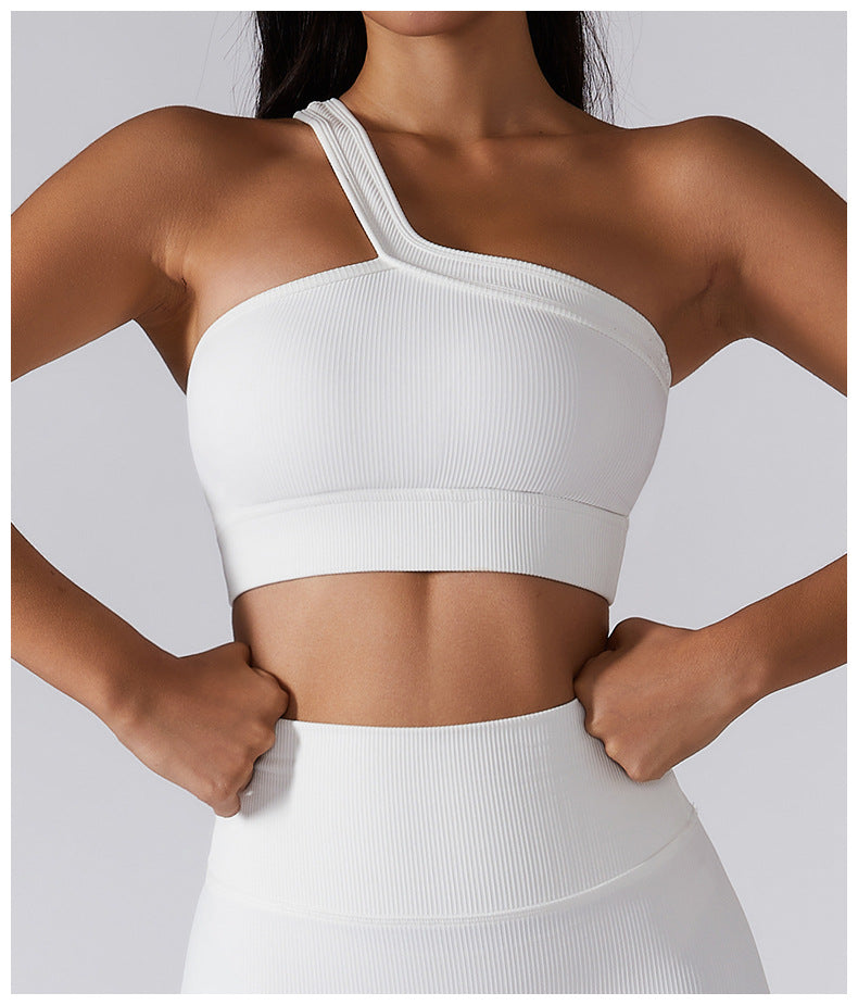 Seamless Thread Fabric Fitness Bra Single Shoulder Strap Gym Top Sports Underwear Outerwear Running Yoga Clothes The Clothing Company Sydney