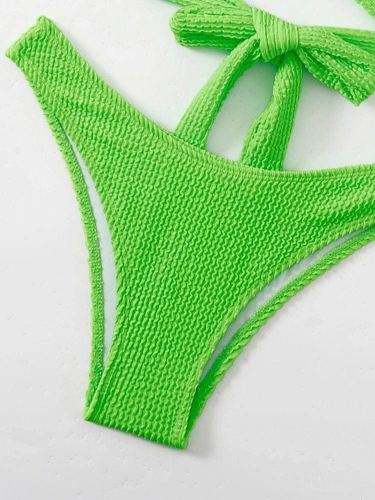 Metal Ring Textured Bikini Swimsuit Swimwear Push Up Bikini Set Bather Bathing Suit Beach Wear Bandage Bikini Set The Clothing Company Sydney