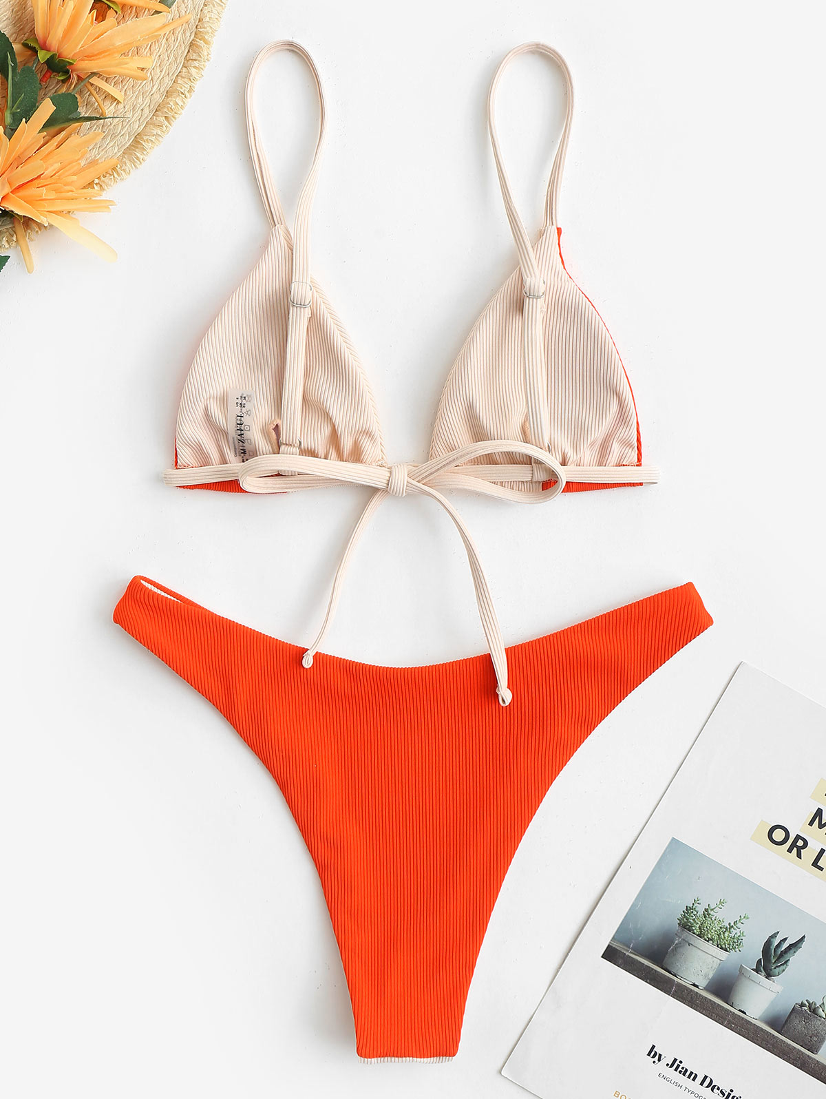 2 Piece Ribbed Swimsuit Two Tone Bikini Set Swimwear The Clothing Company Sydney