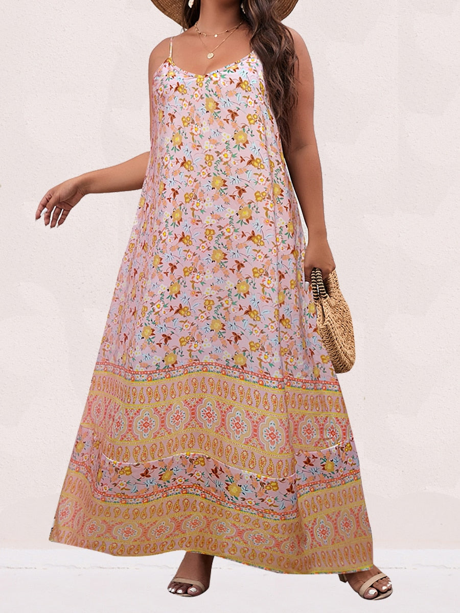 Ditsy Floral Maxi Cami Dress Backless Plus Size Women's Summer Elegant Large Hem Beach Dresses The Clothing Company Sydney
