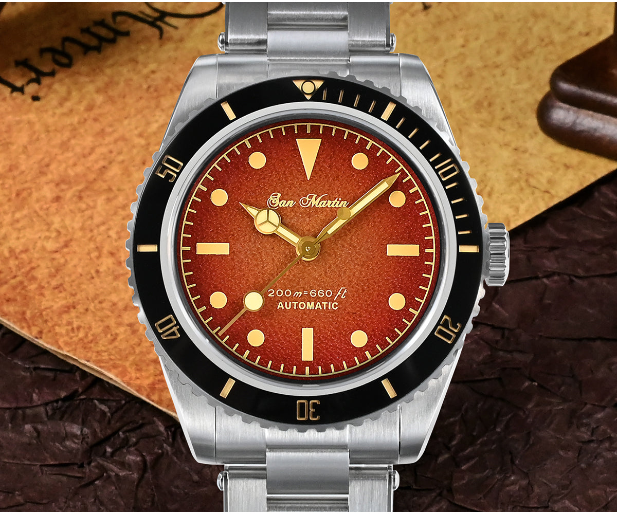 San Martin Men's 38mm Diver 6200 Retro Water Ghost Luxury Sapphire NH35 Automatic Mechanical Vintage 20Bar Luminous Watch Clothing Company Sydney