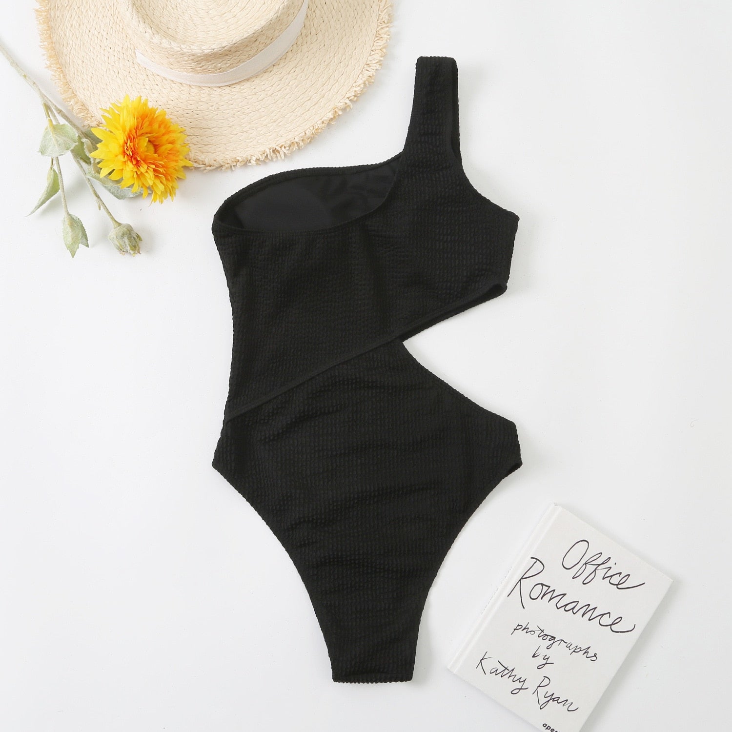 One Piece Swimsuit One Shoulder Solid Swimwear Ribbed Monokini Bathing Suit Beachwear Swimming Suits The Clothing Company Sydney