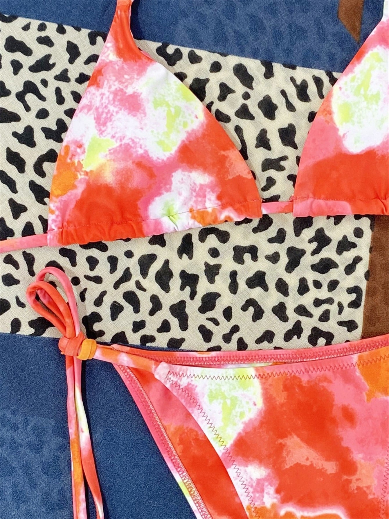 2 Piece Tie Dye Micro Triangle Halter Tie Side Bikini Swimsuit Swimwear Bikini Set Summer Beach Bathing Suit The Clothing Company Sydney