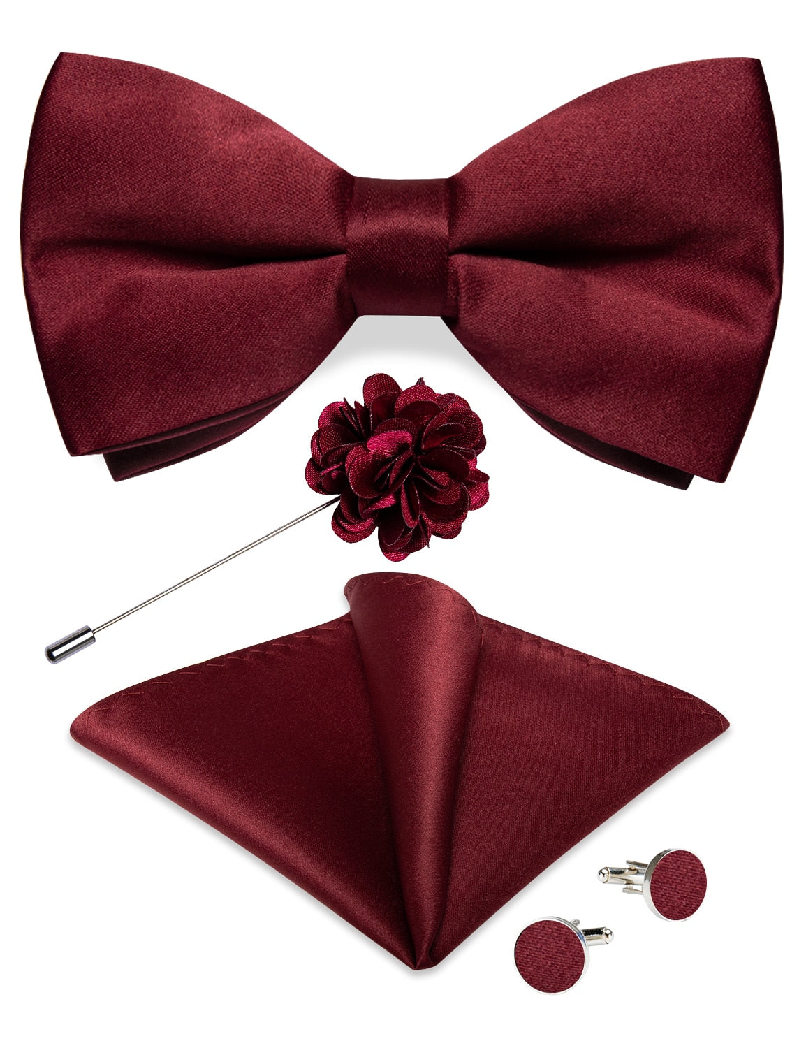Wedding Bow Tie for Men Classic Red Pre-tied Bowtie Cufflinks Corsage Set for Party Silk Butterfly Knot Gift Set The Clothing Company Sydney
