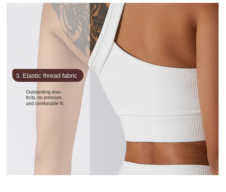 Seamless Thread Fabric Fitness Bra Single Shoulder Strap Gym Top Sports Underwear Outerwear Running Yoga Clothes The Clothing Company Sydney