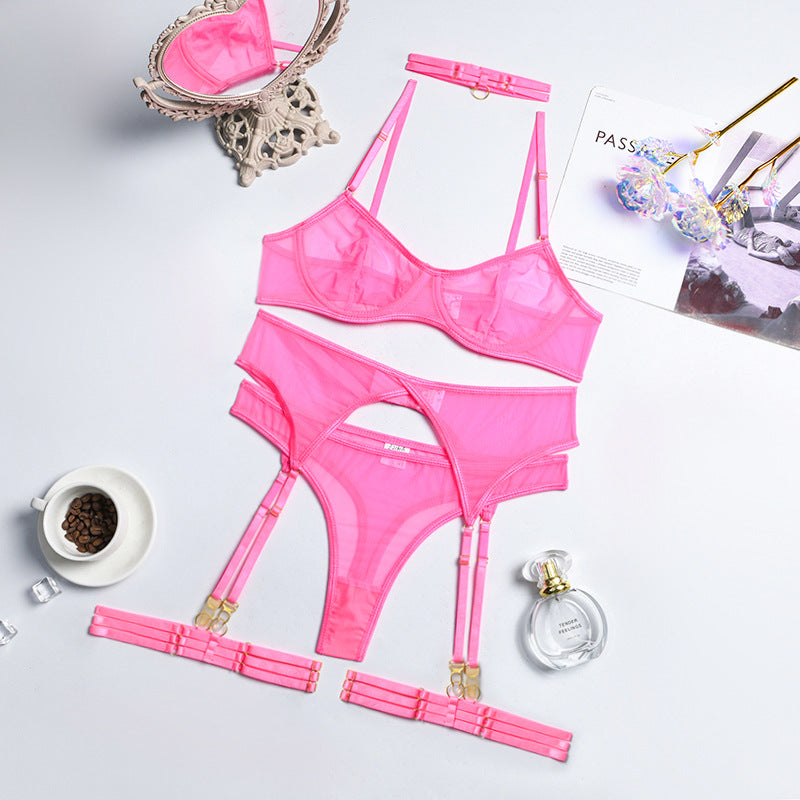 4 Piece Lingerie Underwear Bra Garters Brief Sets Transparent Lace Seamless Panties Set The Clothing Company Sydney