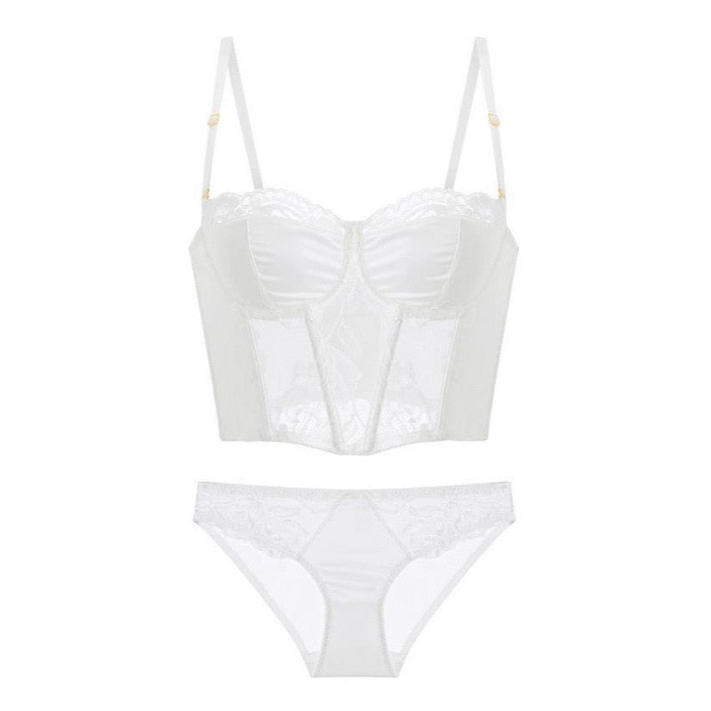 Lace Embroidery Bra Set Lingerie Steel Rubber Bone Push Up Bras French Brassiere Top and Panty Set Underwear The Clothing Company Sydney