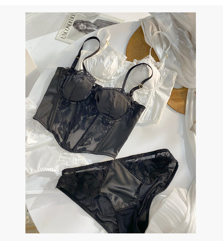 Lace Embroidery Bra Set Lingerie Steel Rubber Bone Push Up Bras French Brassiere Top and Panty Set Underwear The Clothing Company Sydney