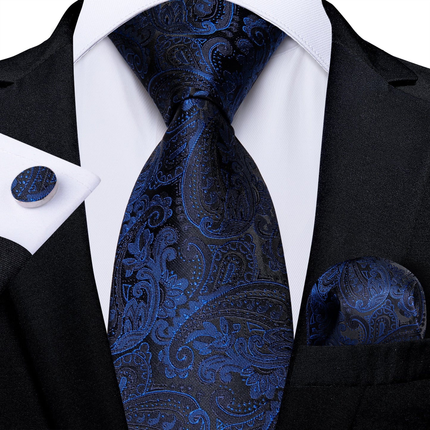 3 Piece Classic 100% Silk Men's Ties 8cm Blue Plaid Dot Striped Business Necktie Handkerchief Wedding Party Tie Set The Clothing Company Sydney