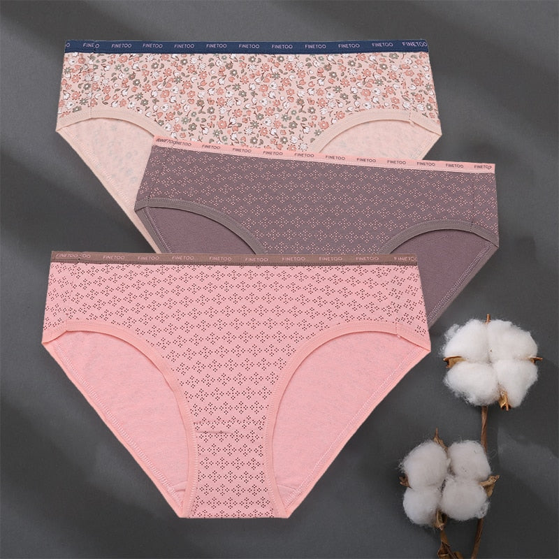 3 pack Set Women Panties Cotton Underwear Patchwork Cute Design Lingerie Underpants Pantys Sexy Briefs Intimates for Girls The Clothing Company Sydney