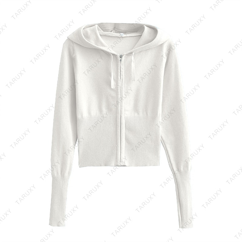 Women's Spring Outfits Casual Zipper Sweater Hoodie Set High Waist Flare Pants Suits Pink Knitted Y2k Two Piece Set The Clothing Company Sydney