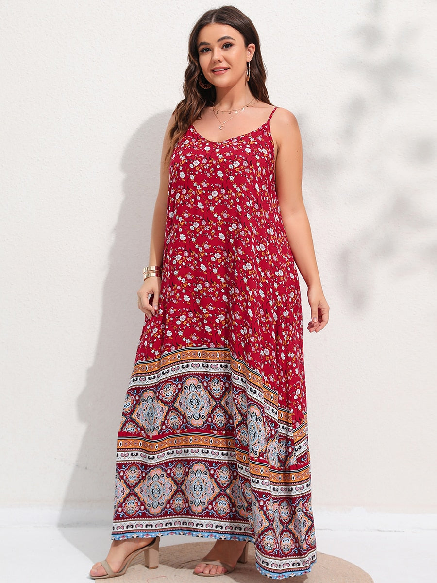Ditsy Floral Maxi Cami Dress Backless Plus Size Women's Summer Elegant Large Hem Beach Dresses The Clothing Company Sydney