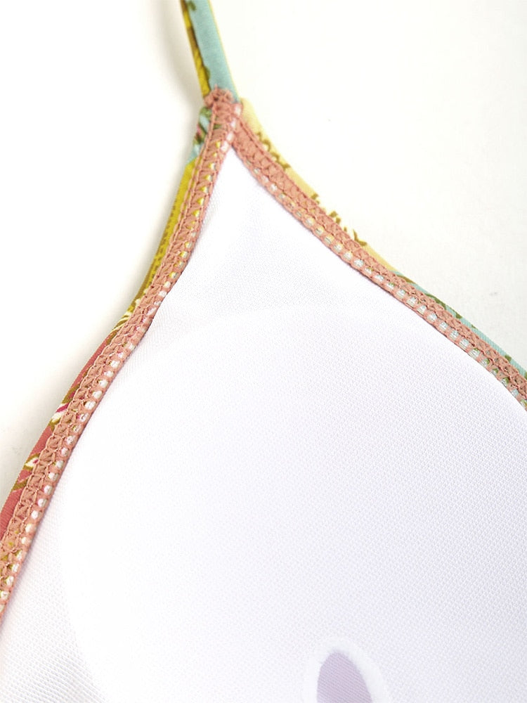 Two Piece Swimwear Ribbed Bohemian Paisley Print String Halter Bikini Set Women Tie Side Swimsuit Colorblock Bathing Suit The Clothing Company Sydney