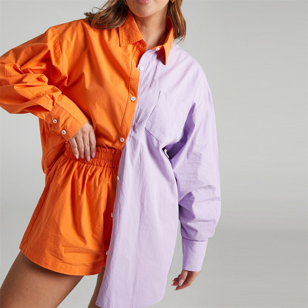 Women's Tracksuits Shirt With Mini Shorts Cotton Two Pieces Sets Fashion Clothing Outfits Blouse Set The Clothing Company Sydney