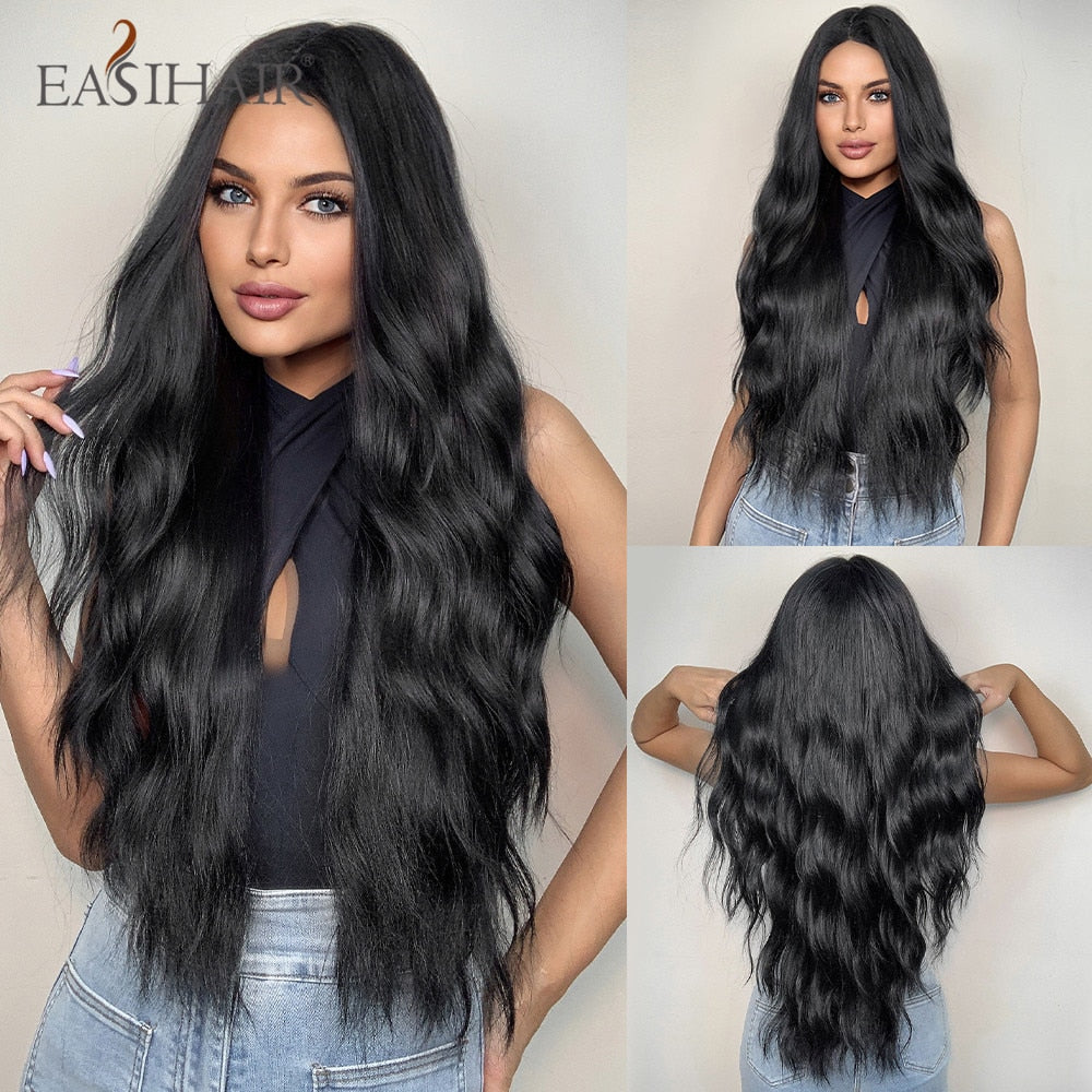 Ombre Brown Light Blonde Platinum Long Wavy Middle Part Hair Wig Cosplay Natural Heat Resistant Synthetic Wig for Women The Clothing Company Sydney