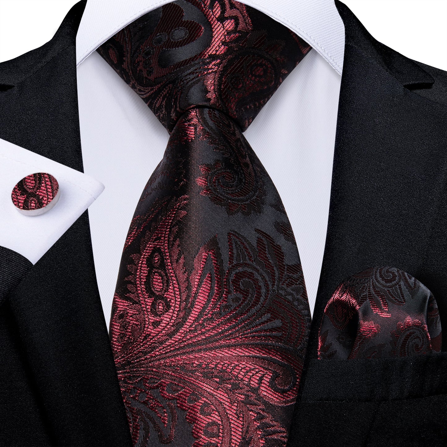 Designer Wedding Men's Tie Red Solid Striped Paisley Neckties For Men Business Hanky Cufflinks Tie Set The Clothing Company Sydney