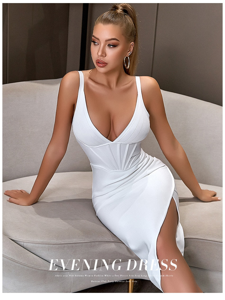 Spaghetti Strap Bodycon Bandage Dress Summer V Neck Club Elegant Outwear Celebrity Runway Party Dress The Clothing Company Sydney