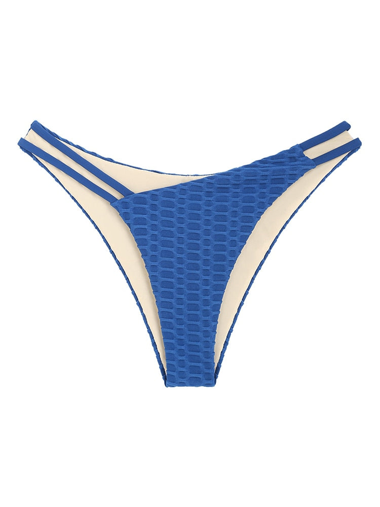 Two Tone Color Block O-ring Honeycomb Textured Bikini Swimwear Mix & Match Swimsuit Separates Beach Top And Bottom The Clothing Company Sydney