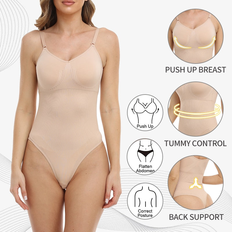 1 Piece Seamless Thongs Bodysuit Women's Shapewear Tummy Control Butt Lifter Smooth Invisible Under Dress Underwear Body Shaper The Clothing Company Sydney