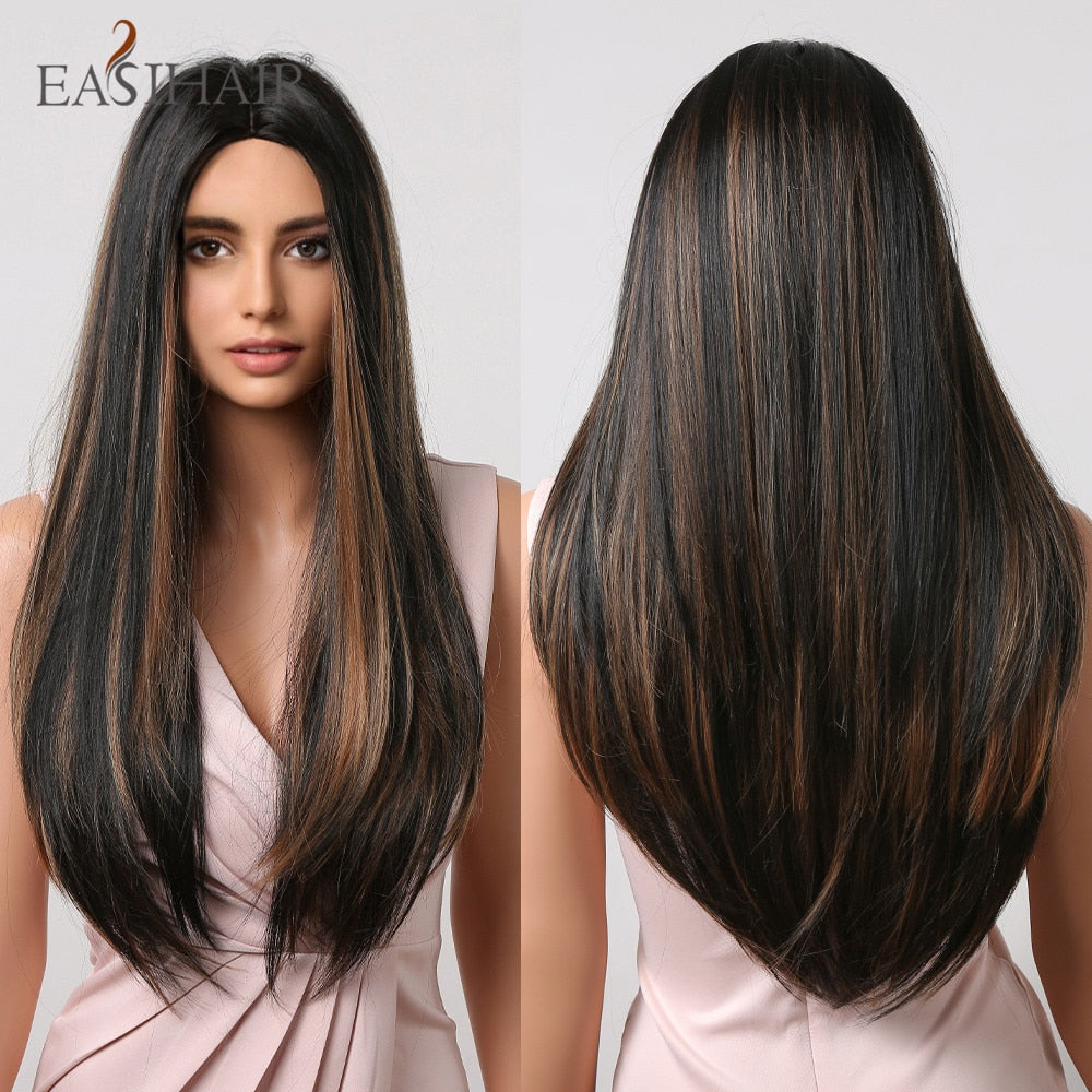 Brown Straight Synthetic Wigs with Bangs Natural Layered Hair Wigs for Women Daily Cosplay Party Heat Resistant Wigs The Clothing Company Sydney