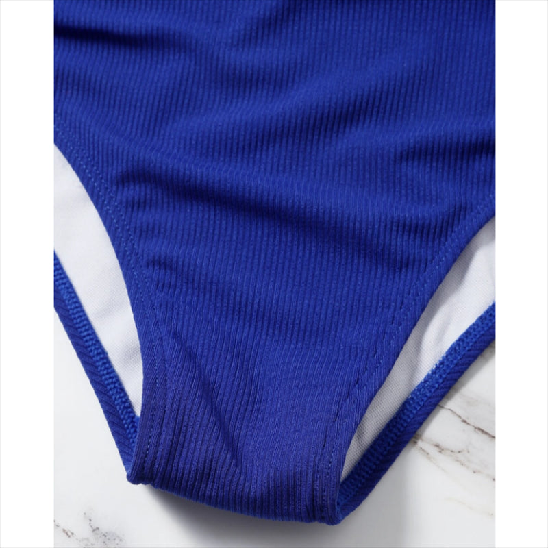 Ribbed One Piece Women Swimsuits Cut Out Swimwear High Neck Bodysuit Solid Beachwear Cross Back Monokini Clothing Company Sydney