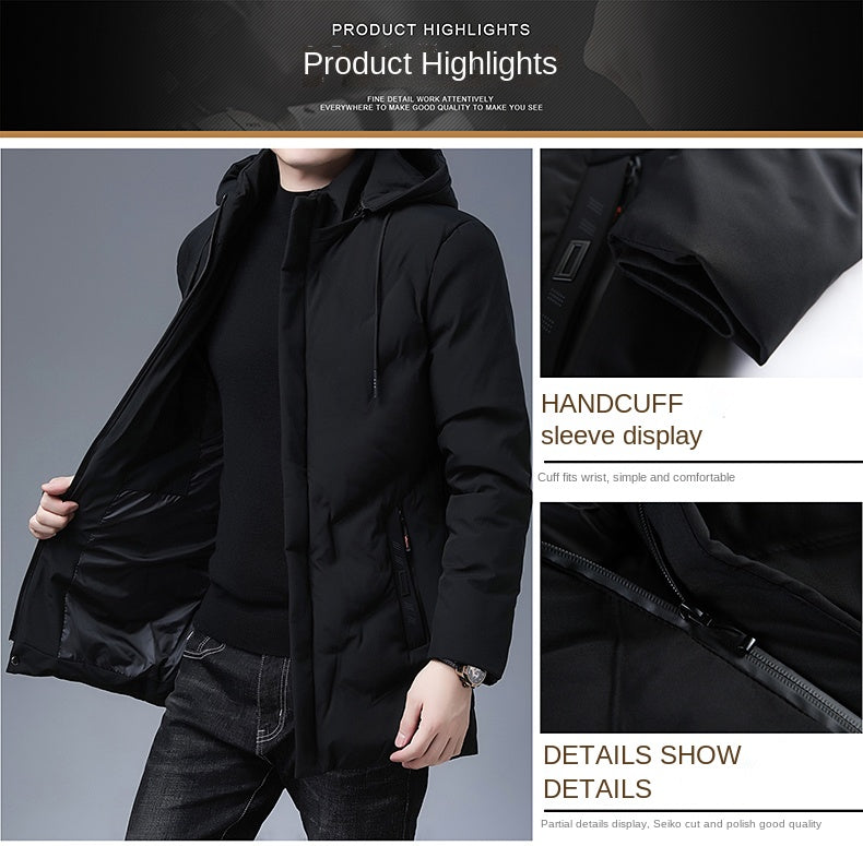 Brand Hooded Casual Fashion Long Thicken Outwear Parkas Jacket Men Winter Windbreaker Coats Men Clothing The Clothing Company Sydney