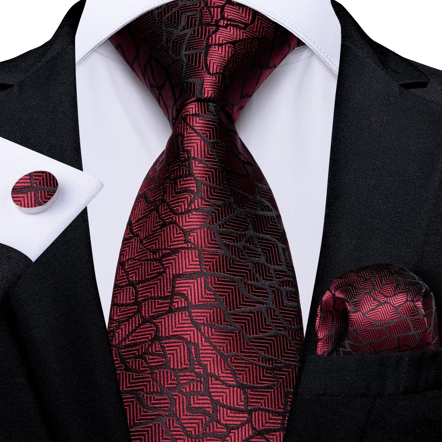 Designer Wedding Men's Tie Red Solid Striped Paisley Neckties For Men Business Hanky Cufflinks Tie Set The Clothing Company Sydney