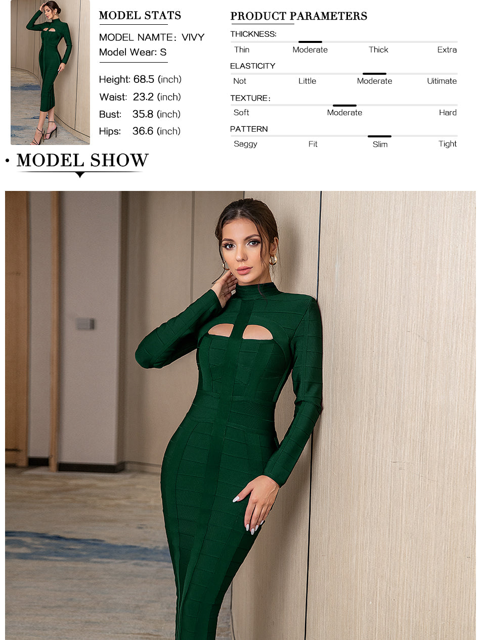 Autumn Bodycon Bandage Dress Long Sleeve Hollow Out Club Celebrity Evening Formal Party Dress The Clothing Company Sydney