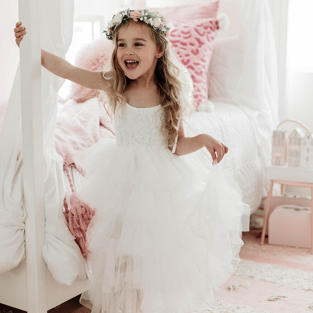Summer Girls Casual Princess Children Beach Bathing Sleeveless Layered Birthday Party Cake Flower Tulle Costume The Clothing Company Sydney