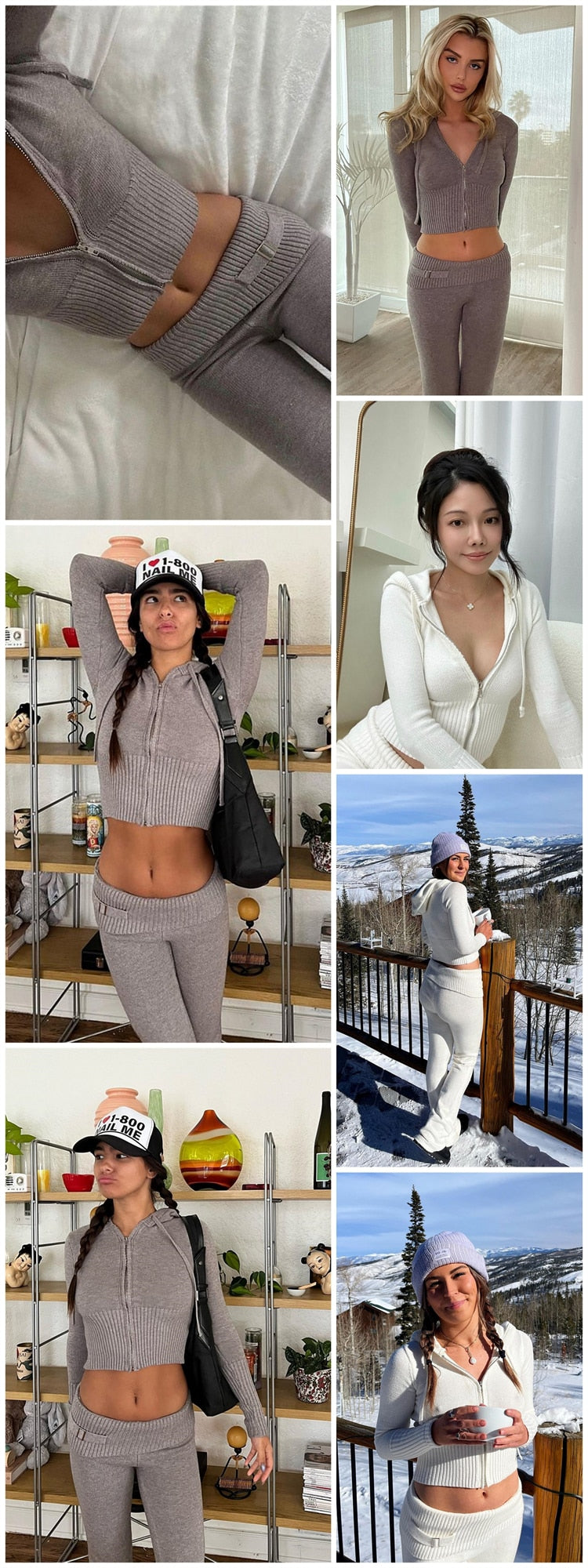 Women's Spring Outfits Casual Zipper Sweater Hoodie Set High Waist Flare Pants Suits Pink Knitted Y2k Two Piece Set The Clothing Company Sydney