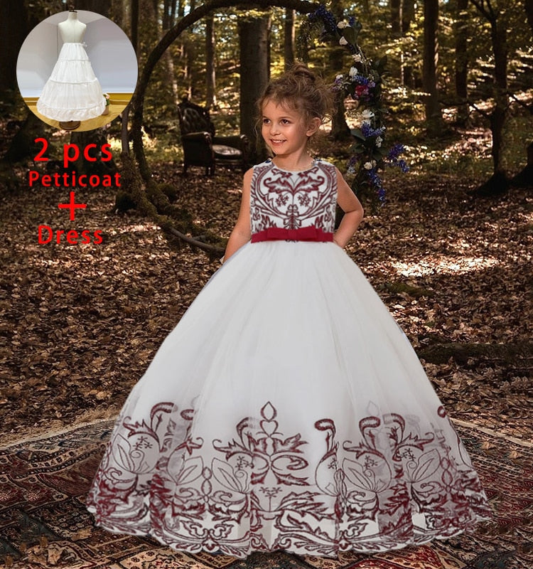 White Lace Bridesmaid Dress Kids Dresses For Girls Children Princess Evening Dress Girl Party Wedding Dress Costume The Clothing Company Sydney