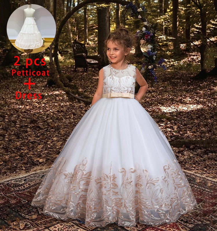 White Lace Bridesmaid Dress Kids Dresses For Girls Children Princess Evening Dress Girl Party Wedding Dress Costume The Clothing Company Sydney