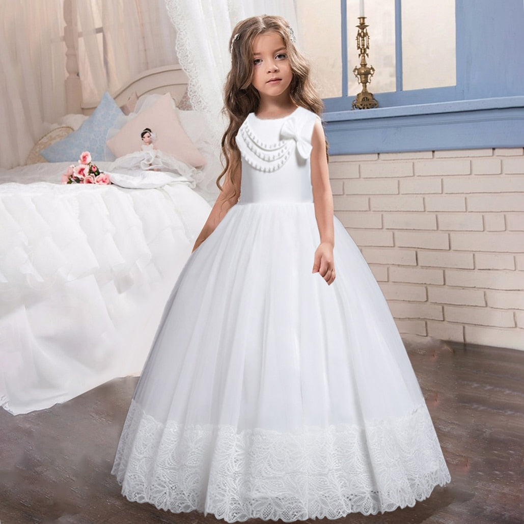 White Lace Bridesmaid Dress Kids Dresses For Girls Children Princess Evening Dress Girl Party Wedding Dress Costume The Clothing Company Sydney