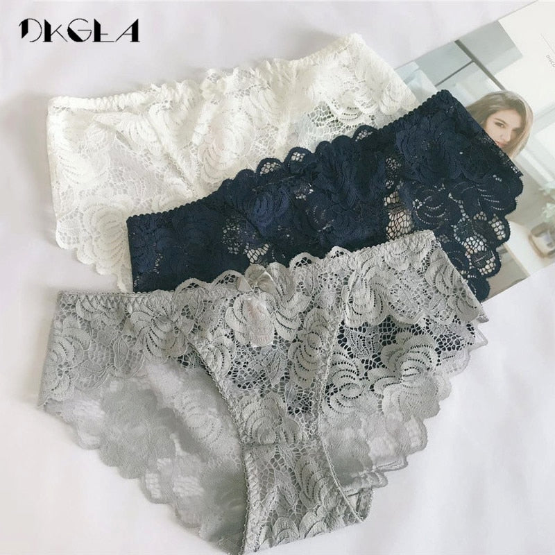 3 Piece Lace Underwear Plus Size Low rise Transparent Embroidered Panties The Clothing Company Sydney